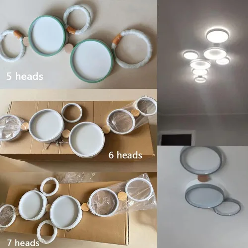 Miniatura 5 de Lámpara de techo LED de 3 luces, 22 pulgadas, moderna lámpara de techo empotrada de madera de 20 W regulable para sala de estar, dormitorio, cocina
