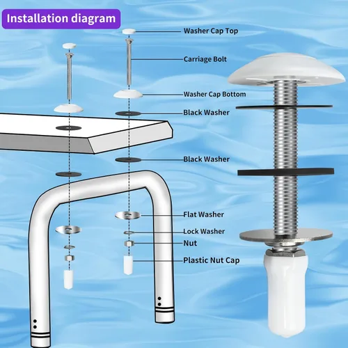 Miniatura 4 de 67-209-911-SS - Kit de pernos de acero inoxidable para tabla de buceo, kit de pernos de montaje para tabla de buceo de piscina compatible con dos
