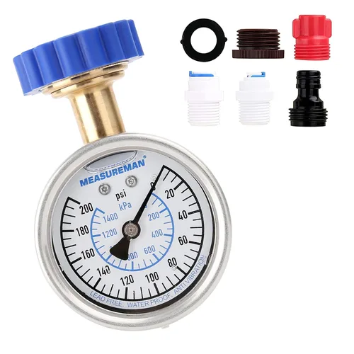 Miniatura 14 de Measureman - Manómetro de presión de agua de 0-200 psi, esfera de 2.5", medidor de presión para boquilla de manguera, probador de presión de agua