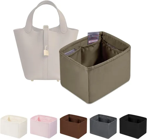Miniatura 18 de Organizador de bolso para bolsa de lujo, tela de satén ligera y suave con bolsillos, ideal para viajes, compras y uso diario, opciones multicolor