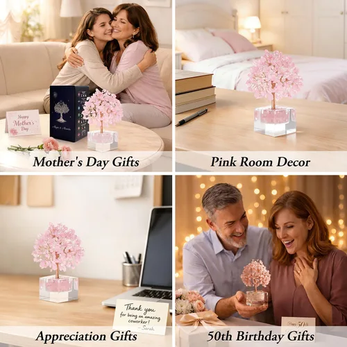 Miniatura 7 de Árbol de la vida de cristal de amatista, decoración de escritorio de oficina en casa, árbol bonsái hecho a mano para calmar, curación espiritual
