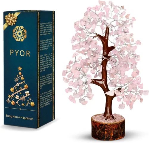 Miniatura 8 de PYOR Árbol de cuarzo rosa, árbol de gemas, accesorios de escritorio rosa, regalos para mujeres, decoración del hogar, cuarzo rosa, regalos de Acción