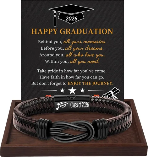 Miniatura 44 de Regalos inspiradores para hombres, pulseras con código morse, pulseras para hombre, regalos de graduación para él, Día del Padre, pulsera de cuero