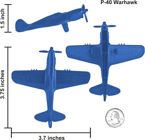 Miniatura 3 de TimMee Aviones de Caza Ases WW2 - Aviones de plástico azules de 9 piezas para soldados de ejército, fabricados en EE. UU