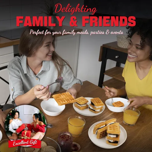 Miniatura 3 de SugarWhisk Máquina para Hacer Waffles Cuadrada, Máquina para Hacer Mini Waffles Clásicos de 2 x 4, Plancha para Waffles, Placas de Cocción Duales