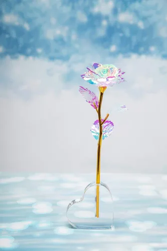 Miniatura 3 de Rosa de oro de 24 quilates/flor artificial colorida con soporte de rosa/rosa eterna caja de regalo de lujo para Navidad/cumpleaños/día del mes