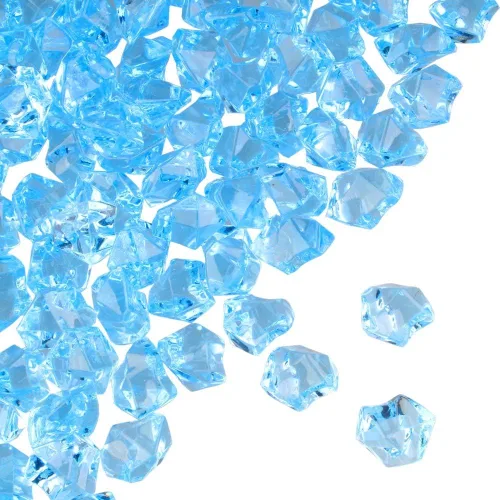 PMLAND Rocas de hielo falsas transparentes – 550 piezas de gemas acrílicas grandes de color azul claro diamantes de plástico triturados, 3 libras /