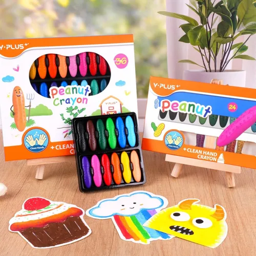 Miniatura 4 de YPLUS Crayones de maní para niños, 12 colores lavables para niños pequeños, crayón no tóxico para bebés de 2 a 4 años, 1-3, 4 a 8, suministros
