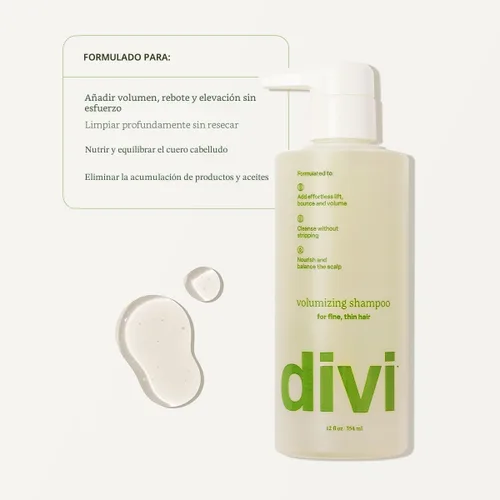 Miniatura 3 de Divi Champú voluminizador para mujeres y hombres - Champú de volumen ligero para cabello fino - Formulado para limpiar, nutrir y equilibrar el cuero