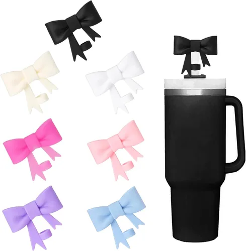 Miniatura 13 de Juego de 4 fundas de popote con diseño de estrella compatibles con vasos Stanley de 30 y 40 onzas, reutilizables, bonitas puntas de popote