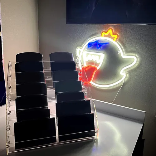 Miniatura 7 de Señal de neón JOSEBRU Rey Boo La Cara de Fantasma Luz LED de Neón Lámpara Mario Señal de Acrílico para Decoración de Sala de Juegos Luz de Juego