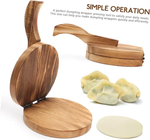 Miniatura 4 de COLLBATH Dumpling Skin Artefact Dumpling Press Tortilla de madera Prensa de masa de pizza Prensa de pastelería Suministros de cocina