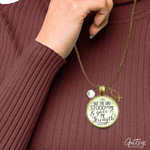 Miniatura 48 de Gutsy Goodness Faith He Cares - Collares hechos a mano con mensaje para mujer cristiana