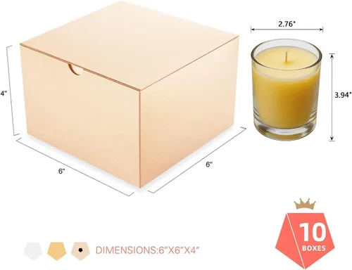 Miniatura 5 de PACKQUEEN Cajas de regalo de Navidad color dorado champán, paquete de 10 unidades de 6 x 6 x 4 pulgadas, cajas de regalo pequeñas con tapas, cajas