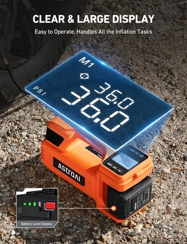 Miniatura 5 de AstroAI TC4 - Inflador de neumáticos con compresor de aire portátil, bomba de aire inalámbrica de 470 W 18 V para neumáticos de camión con batería
