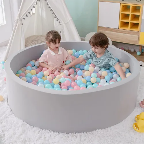 Miniatura 13 de SHJADE Piscina de pelotas de espuma para niños pequeños, 35.4"x 11.8" Piscina de pelotas para niños, Piscina de pelotas redonda suave para bebés