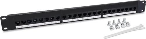 Miniatura 7 de QSFPTEK Panel de conexión de 24 puertos, alimentación UTP Cat6, Panel de conexión de red IDC dual de 19 pulgadas, panel de conexión Ethernet
