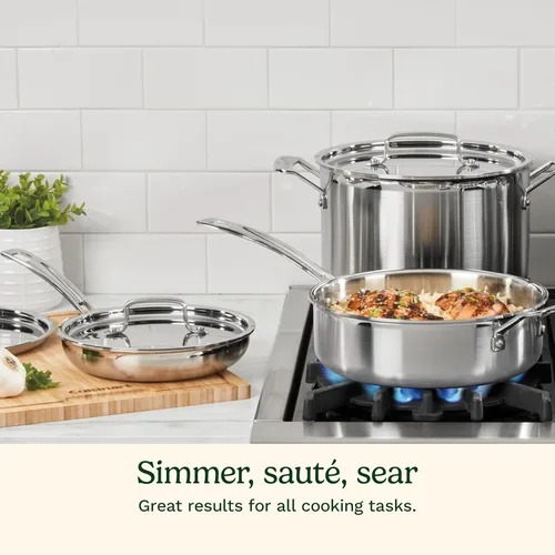 Miniatura 6 de Cuisinart Juego de utensilios de cocina de 15 piezas, multiclad Pro triple capa, plateado, MCP-15N
