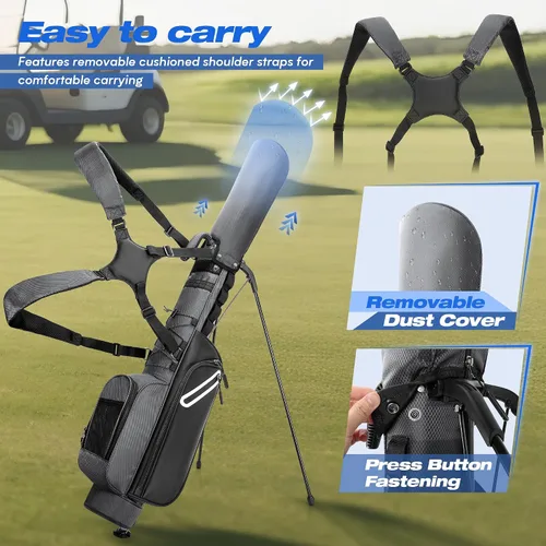 Miniatura 6 de GOBUROS Golf Stand Bag Fit Up to 7 Clubs, Compact Design for Par 3 Courses and Driving Range, Lightweight Pitch and Putt Golf Bag, with Padded
