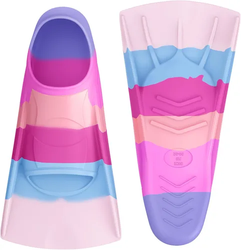 Miniatura 11 de Gintenco Aletas de Natación, Aletas de Natación para Niños para Natación de Vueltas, Aletas de Tamaño de Viaje con Bolsa de Malla, Aletas