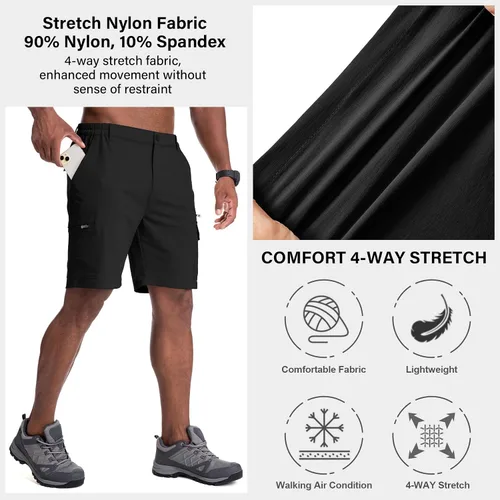 Miniatura 4 de Jessie Kidden - Pantalones cortos para hombre, estilo informal, para exteriores, con cintura expansible, ligeros, impermeables, de secado rápido