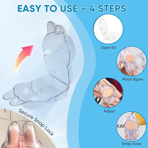 Miniatura 4 de Funda protectora para figura sentada Labubu – Caja de almacenamiento portátil de PVC transparente con llavero, resistente al polvo y a los arañazos