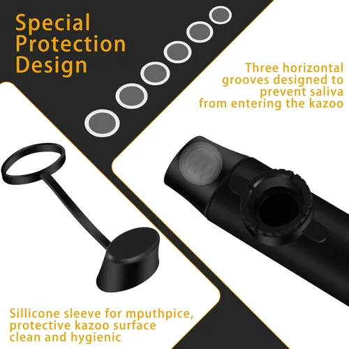 Miniatura 4 de RANMING Instrumento musical profesional Kazoo para adultos y amantes de la música, con 6 cañas adicionales para fiestas de cumpleaños, actuaciones