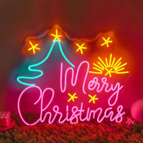 Miniatura 14 de Letreros de neón de Feliz Navidad para decoración de pared, letreros de luz LED de neón iluminados para ventana, dormitorio, fiesta de Navidad