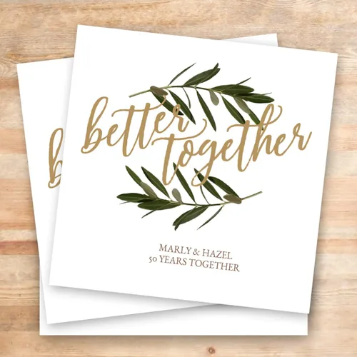 Miniatura 6 de Better Together - Servilletas de bebidas personalizadas, 100 servilletas blancas sin acuñar impresas personalizadas, 4 3/4 x 4 3/4 pulgadas