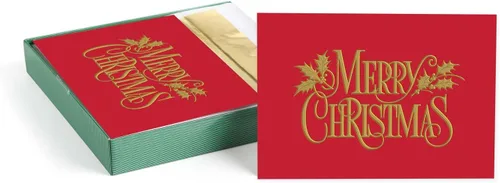 Miniatura 18 de Masterpiece - Tarjetas navideñas plateadas y rojas, juego de 15 tarjetas de Navidad en caja con detalles de aluminio y sobres a juego, tarjetas