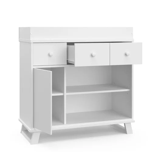 Miniatura 5 de Storkcraft - Cómoda de cambiador para guardería moderna (blanco con blanco) – Certificado Gold GREENGUARD, cómoda para guardería, cambiador