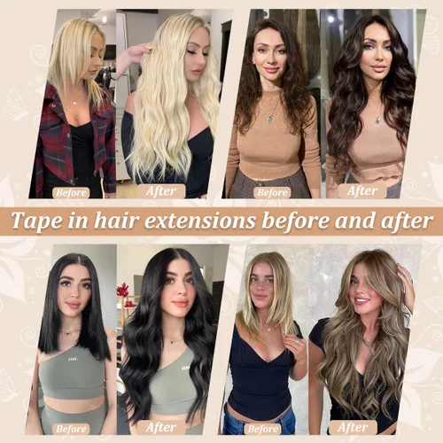 Miniatura 6 de Extensiones de cabello humano con cinta, color borgoña #99J, sin costuras, trama de piel, invisible, color rojo vino, extensiones de cabello lacio