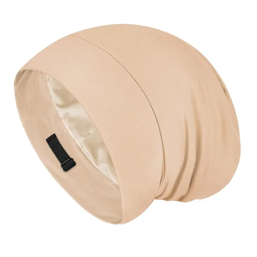 Miniatura 31 de Fittia Cofia de satén para dormir, sedosa sin encrespamiento para el cuidado de rizos, correa ajustable para no deslizarse, gorra para trenzas