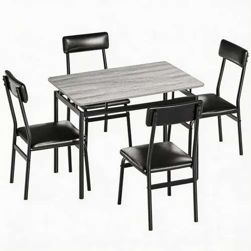 Miniatura 12 de Garvee Juego de mesa de comedor para 4, mesa de comedor y sillas de madera de 5 piezas, 4 sillas tapizadas de poliuretano, juego de comedor moderno