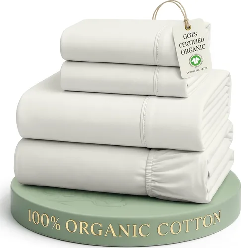 Miniatura 18 de Lane Linen Sábanas de cama tamaño Queen, juego de sábanas 100 % algodón orgánico, sábanas refrescantes suaves tamaño Queen, juego de sábanas Queen