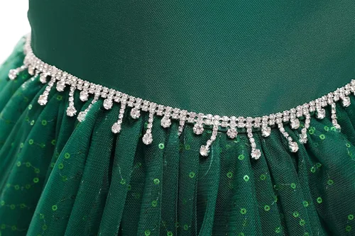 Miniatura 5 de Weileenice Vestido de lentejuelas vintage para niña de flores, vestido de novia formal de tul brillante con diamantes de imitación