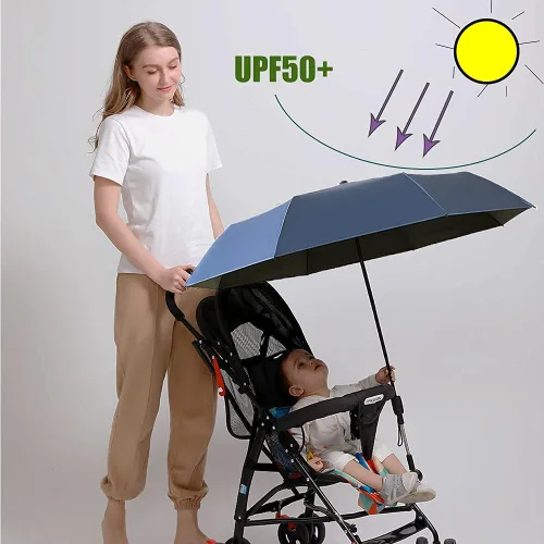 Miniatura 3 de Sombrilla universal para bebé, cochecito de bebé, protección solar para cochecitos, paraguas impermeable para carritos, bicicleta, silla de ruedas