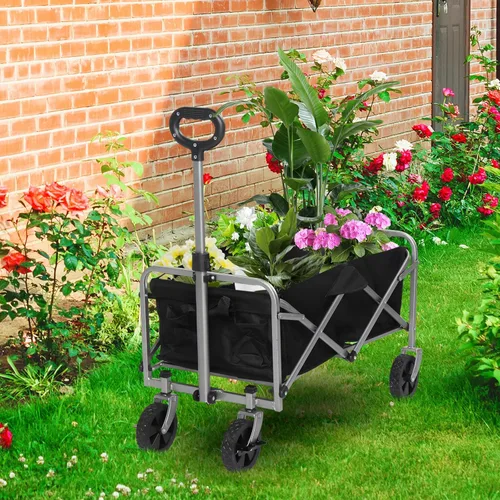 Miniatura 7 de Carro plegable plegable con capacidad de peso de 220 libras, carrito de jardín plegable resistente con ruedas de playa todo terreno y soportes