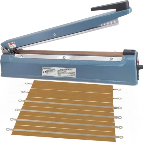 Miniatura 6 de Máquina selladora térmica por impulso de 8 pulgadas y 0.197 in para bolsas de plástico Mylar, carcasa de metal, con 6 piezas de repuesto