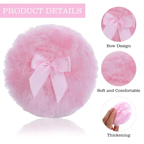 Miniatura 3 de Sibba Puff grande y esponjoso, 4 pulgadas, ultra suave, lavable, reutilizable, de terciopelo para cara, cuerpo, herramienta de maquillaje húmedo