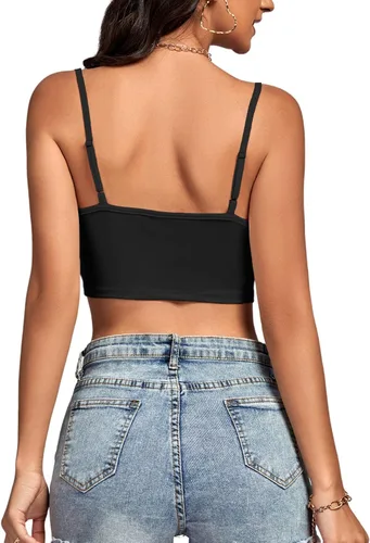 Miniatura 2 de LYANER Camiseta sin mangas con cuello en V y tirantes delgados para mujer
