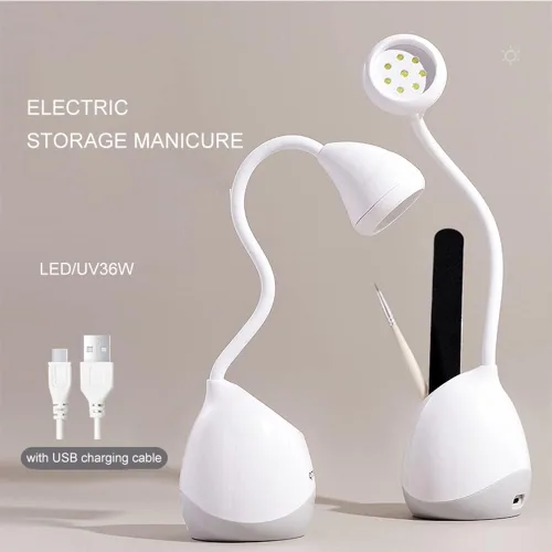Miniatura 3 de Luz de escritorio LED UV de 36 W con caja de almacenamiento, luz de escritorio de cuello de cisne flexible con interruptor, luz de lámpara de curado