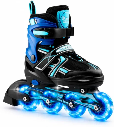 Xino Sports Patines en línea para niños y niñas – Patines ajustables con ruedas iluminadas LED – Patines juveniles para interiores y exteriores