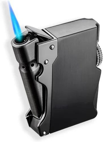 WEQTETJU Encendedor de antorcha, fresco, diseño único, inflable y ajustable, encendedor de butano, regalo para hombres (butano no incluido) (negro)
