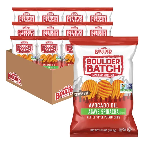 Boulder Canyon Boulder Batch Agave Sriracha Kettle Patatas fritas, 5.25 oz - Paquete de 12