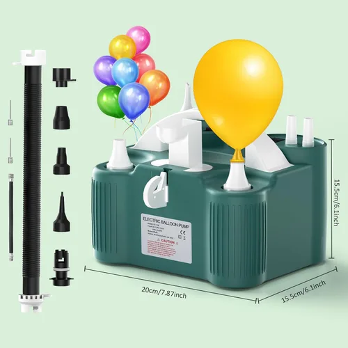 Miniatura 5 de Bomba de globos eléctrica 4 en 1 para todos los globos, globo de Mylar 260q de papel de aluminio, cojín de aire, flotador de piscina, pelota de Verde