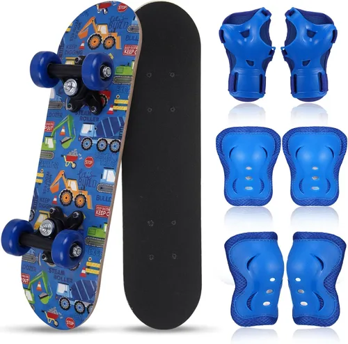 Miniatura 17 de Honoson Juego de 7 piezas de rodilleras, coderas y muñequeras para patinetas para principiantes y niños pequeños