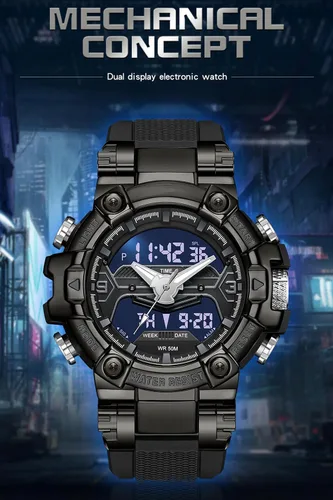 Miniatura 5 de findtime Relojes de diseñador genial para hombre, color azul, gran cara, relojes para hombres, electrónico único, deportivo, militar, audaz