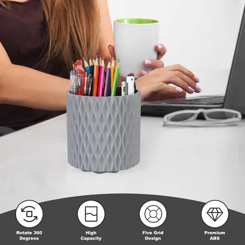 Miniatura 2 de Organizador de brochas de maquillaje, rotación de 360°, vaso de 5 ranuras para cosméticos, lápices labiales, bolígrafos, organizador de tocador