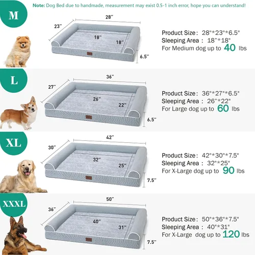 Miniatura 5 de TJSOULER Camas ortopédicas para perros grandes, tapete de espuma para mascotas forrado impermeable con funda extraíble y lavable y parte inferior